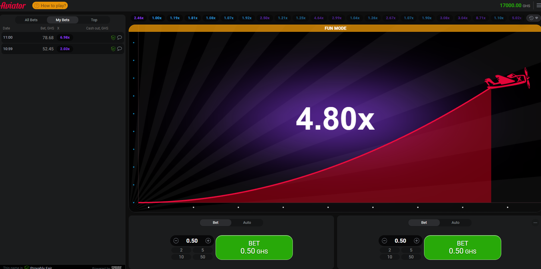 MSport Aviator Betting Options