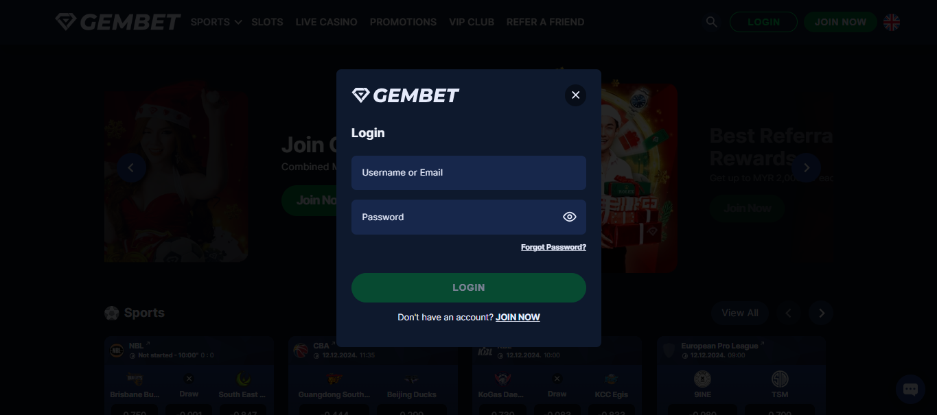 Gembet Account Login