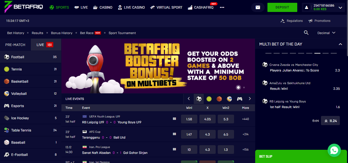 BetAfriq Kenya Live Betting page banner