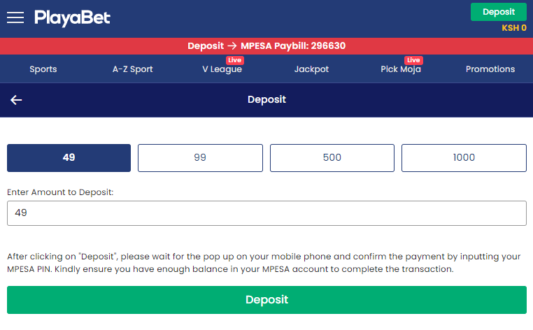 Make a Deposit on Playabet