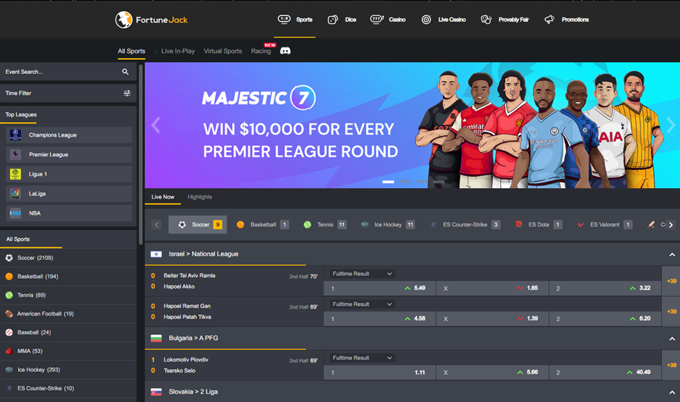 Fortunejack Sports Page