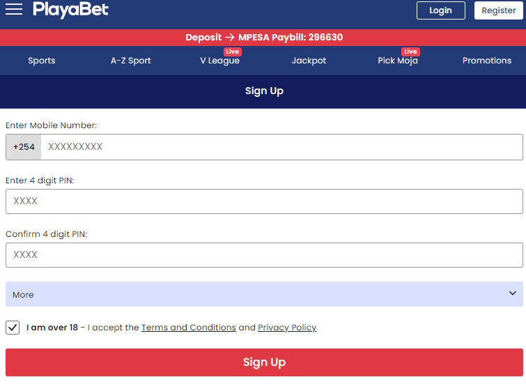 Sign Up on Playabet