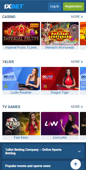  1xBet Zambia Mobile Version Image