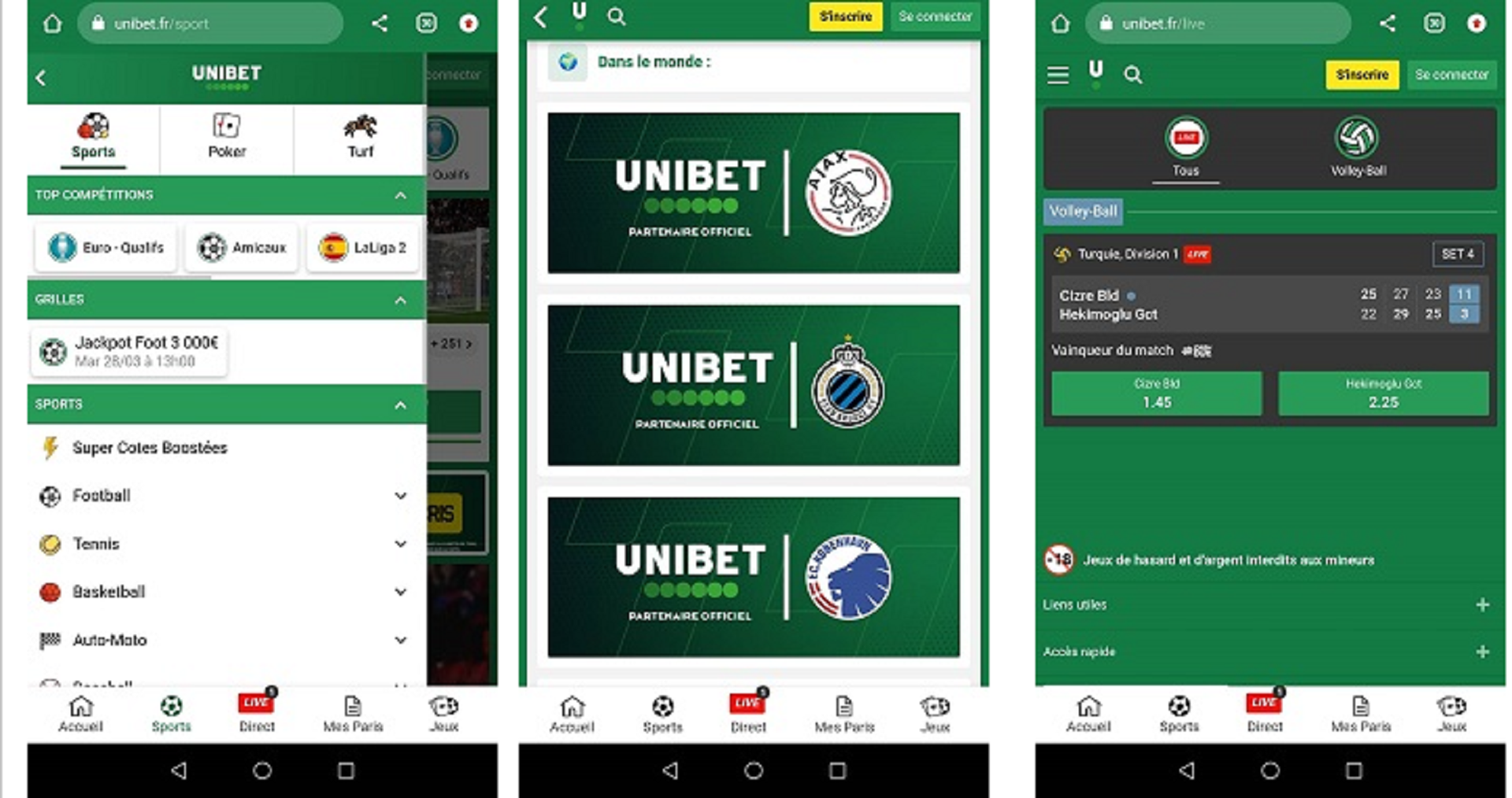 Image du site mobile d’Unibet