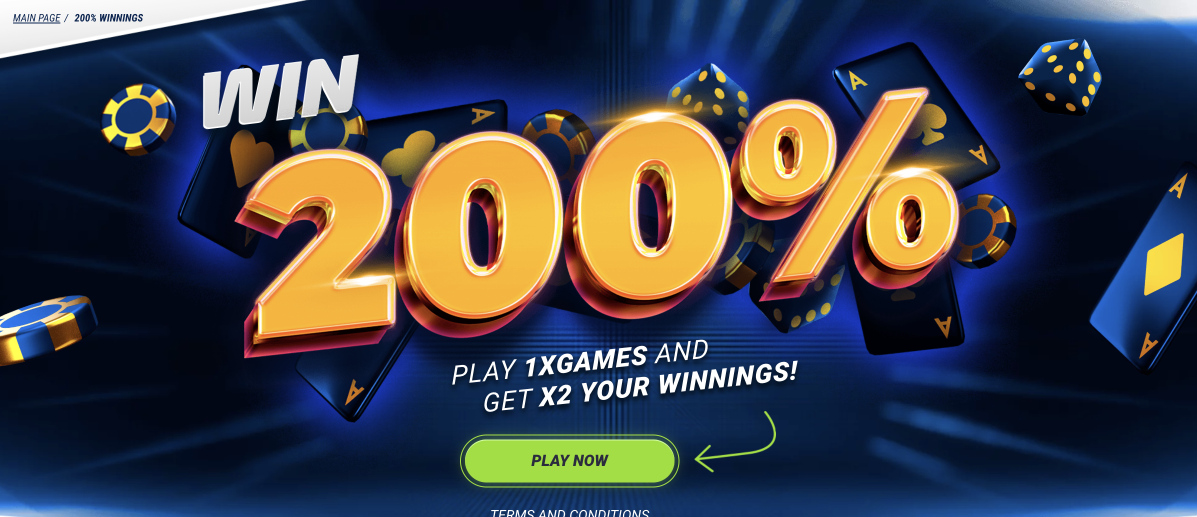 1xBet 200% Winnings Bonus