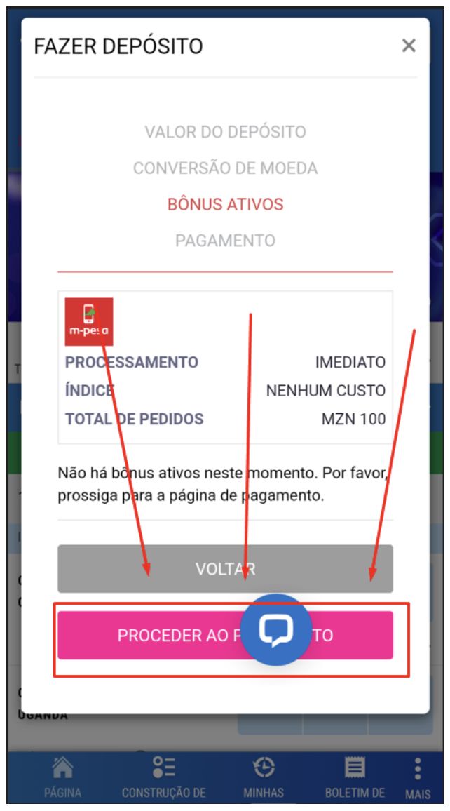 Depósito na Elephant Bet, passo 3
