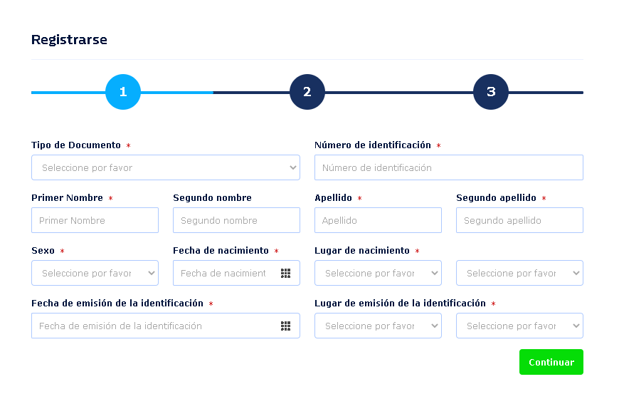 Formulario de registro de la plataforma William Hill para escritorio