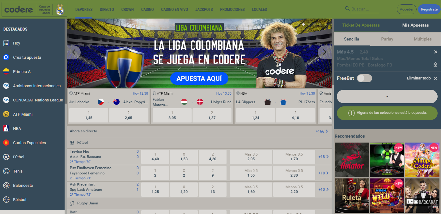 Apuestas en deportes de Codere