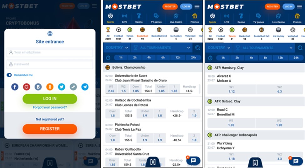 Mostbet Login process