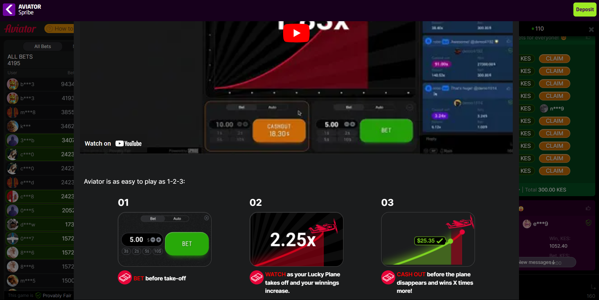 Image showing the Odibets Aviator section with some betting options available