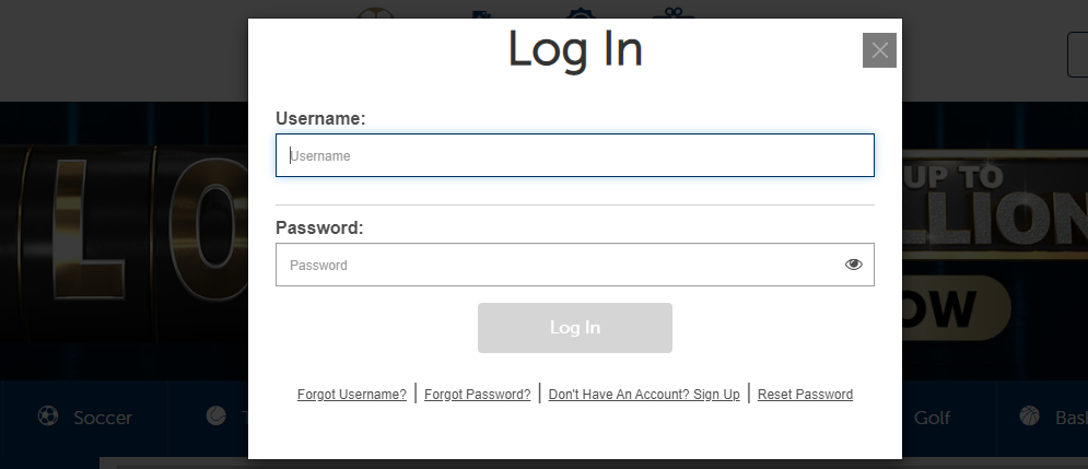 Image showing the details required to sign in at Sunbet South Africa