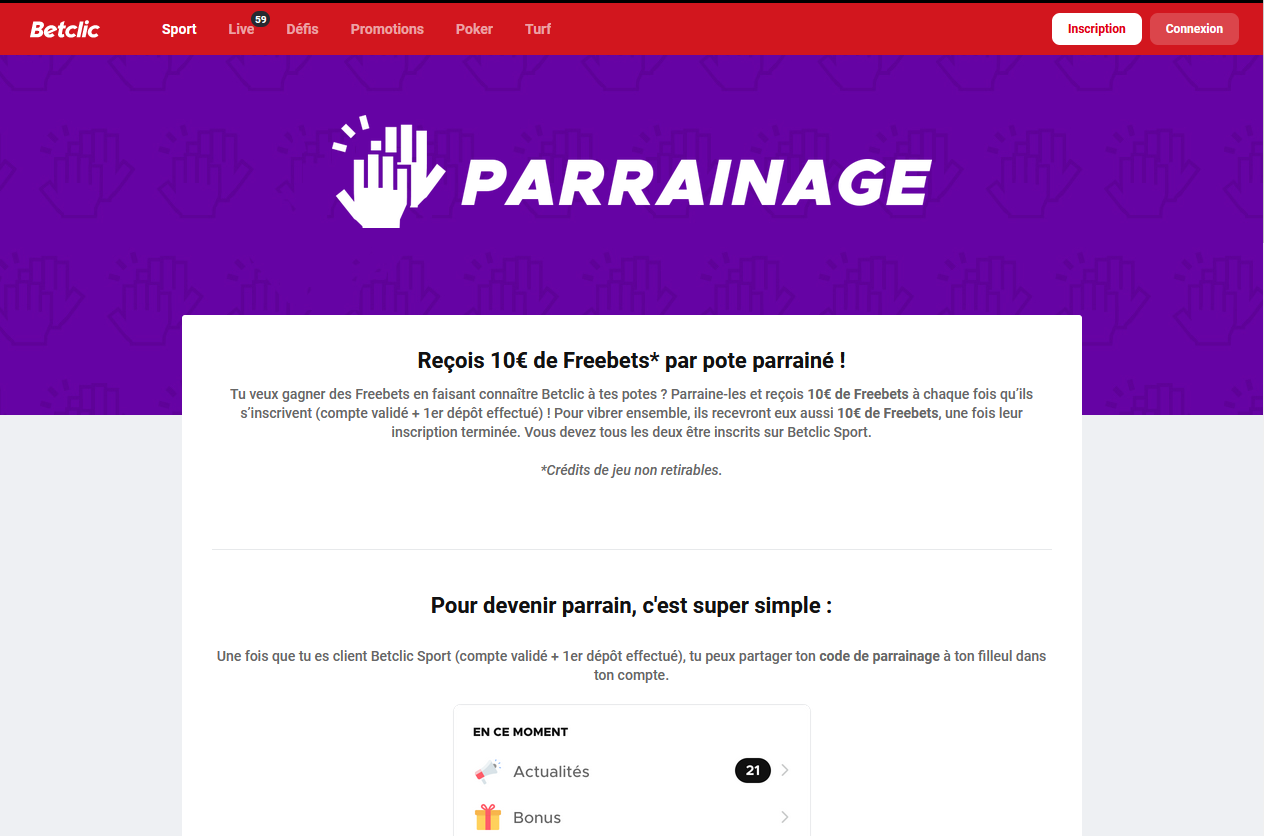 Image du Bonus de Parrainage