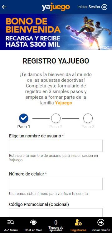 Pasos para registrarse en Yajuego desde el celular