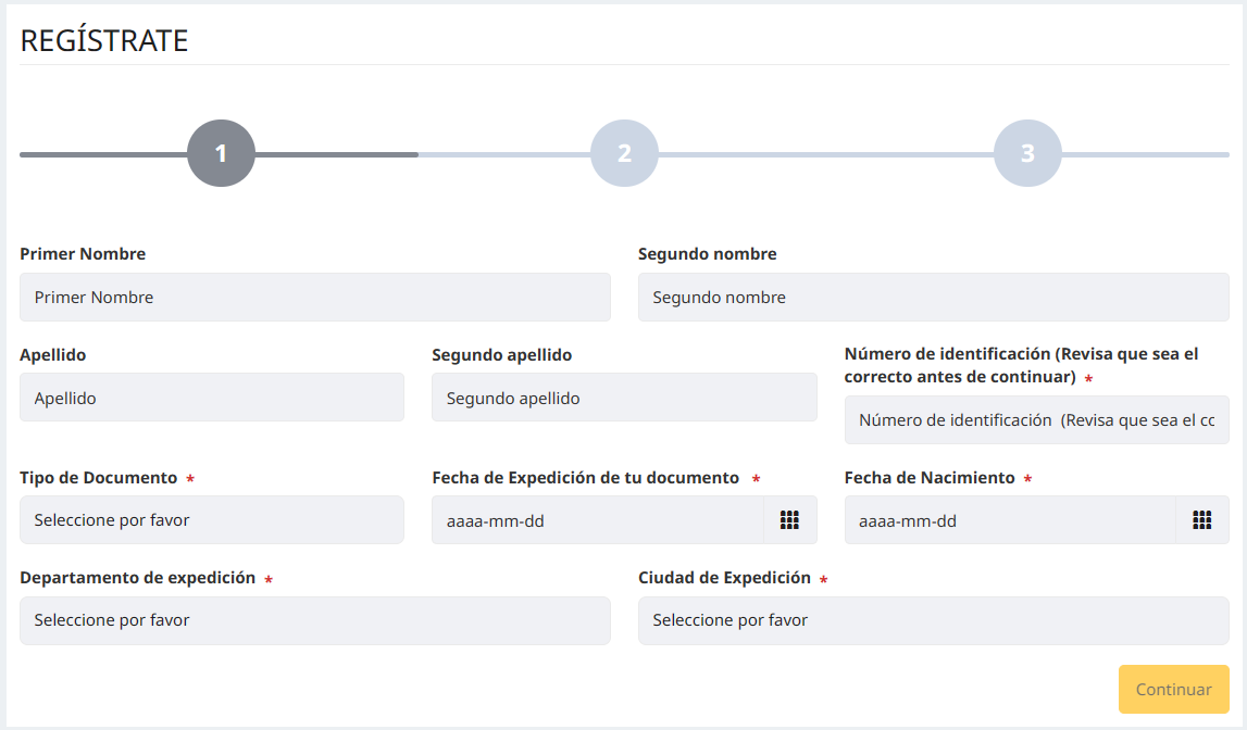 Muestra los requisitos que se deben cumplir antes de registrarse y los datos a tener en cuenta