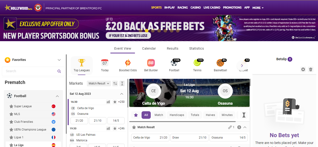 Image of Hollywoodbets desktop website