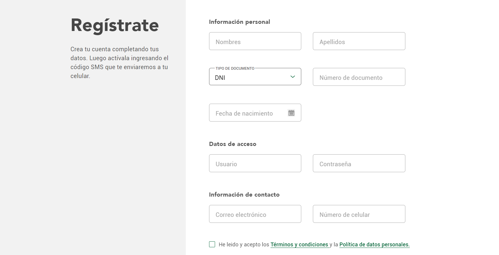 Proceso de registro en Te apuesto