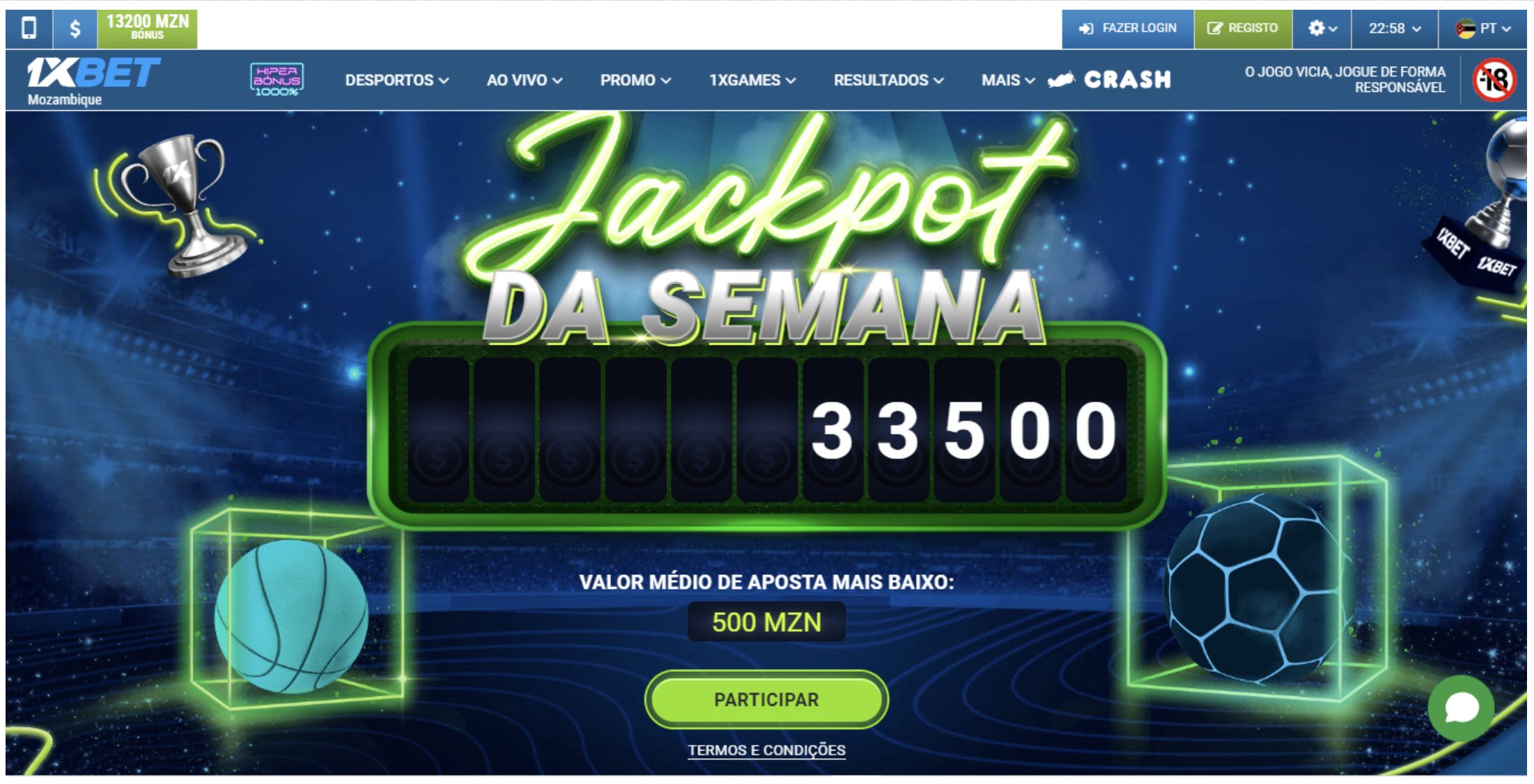 Jackpot da semana na 1xBet