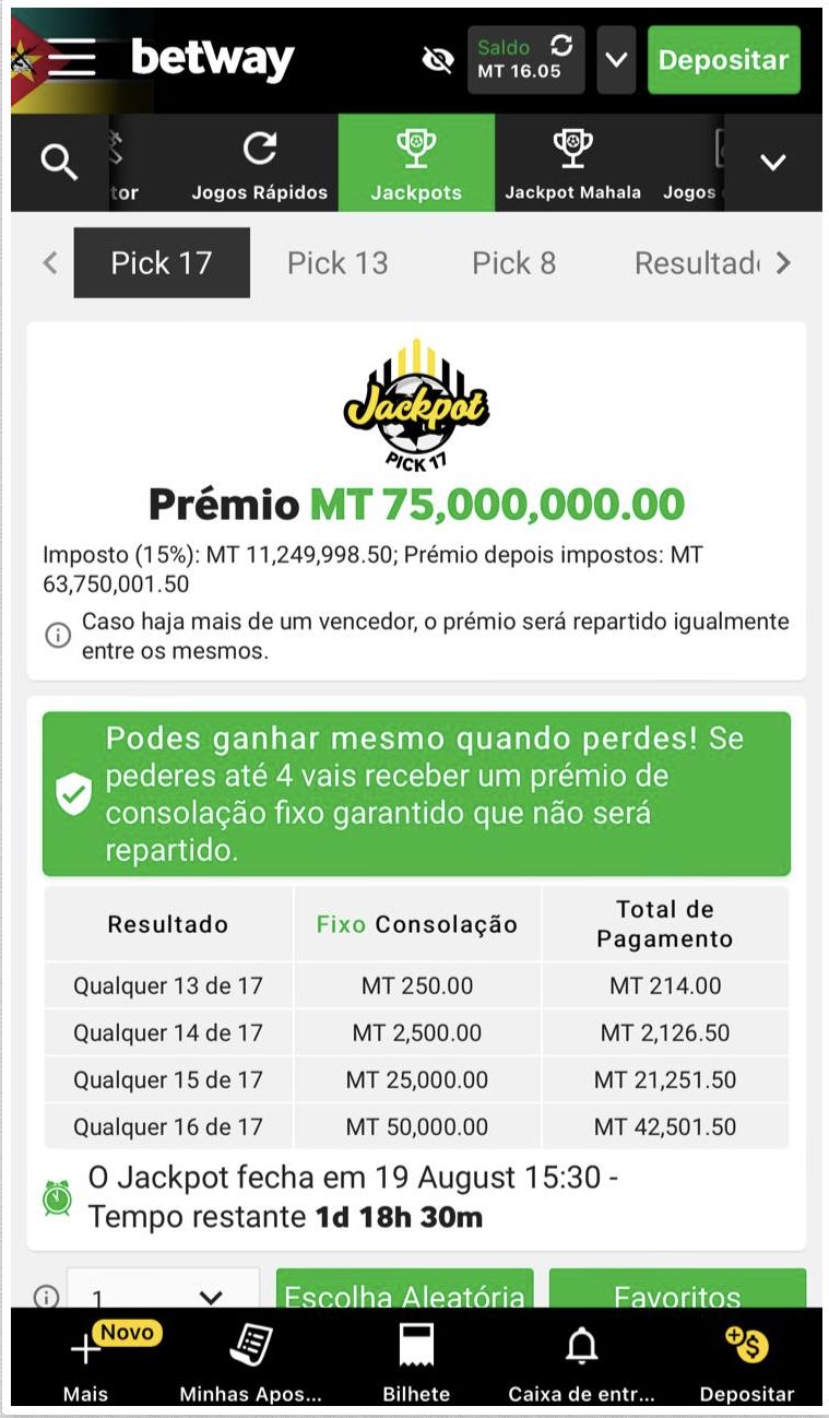 Jackpots da Betway iOS