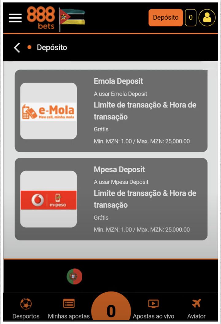 Métodos de depósito na 888Bets