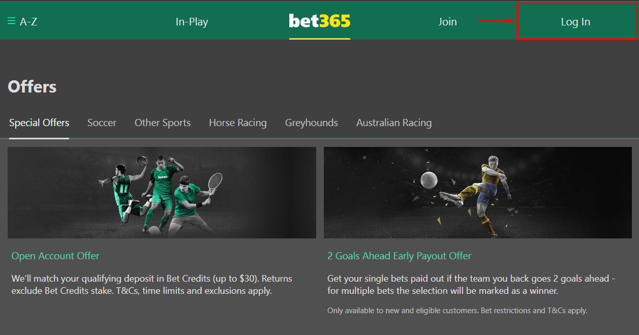 Image of the Bet365 Ghana join page