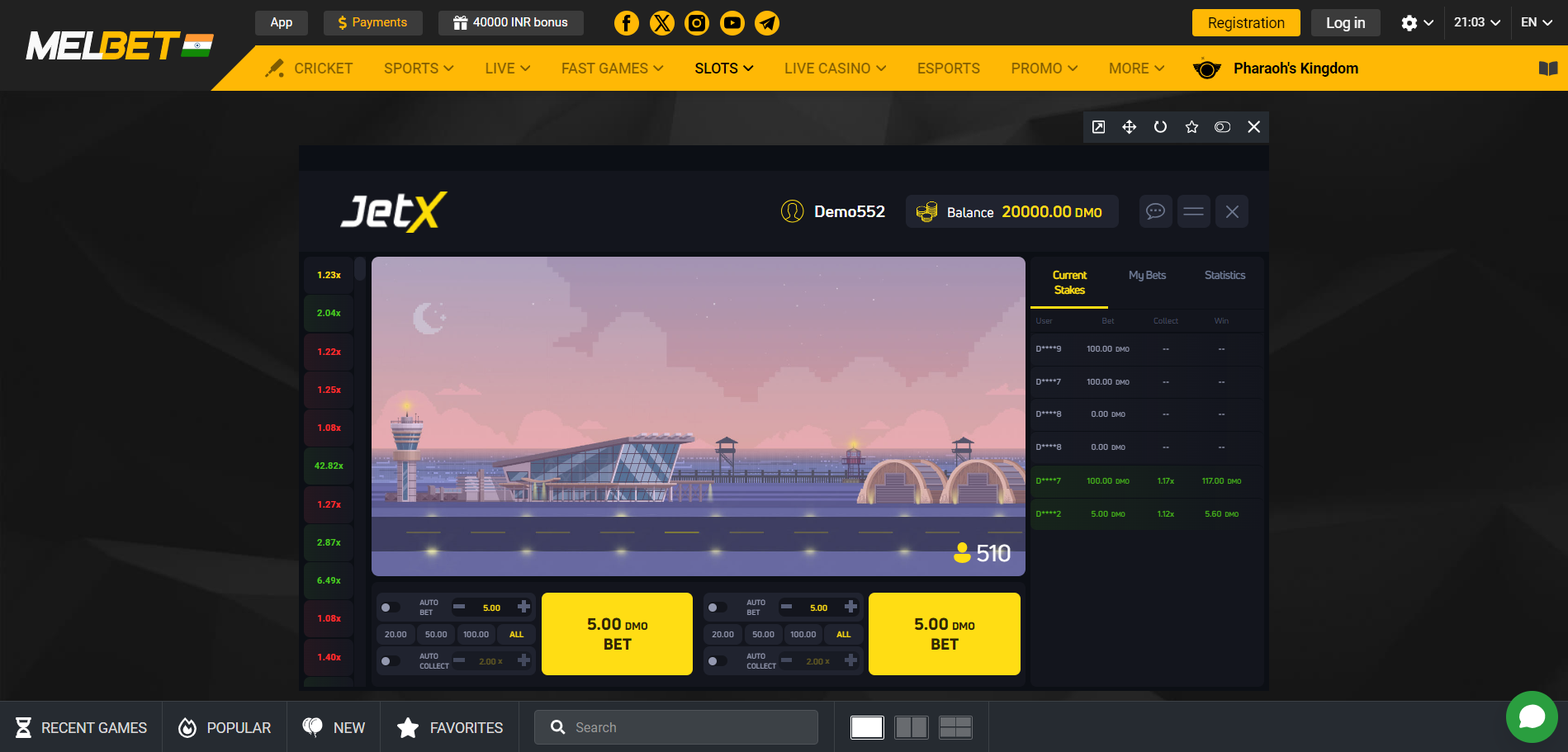 Melbet JetX game