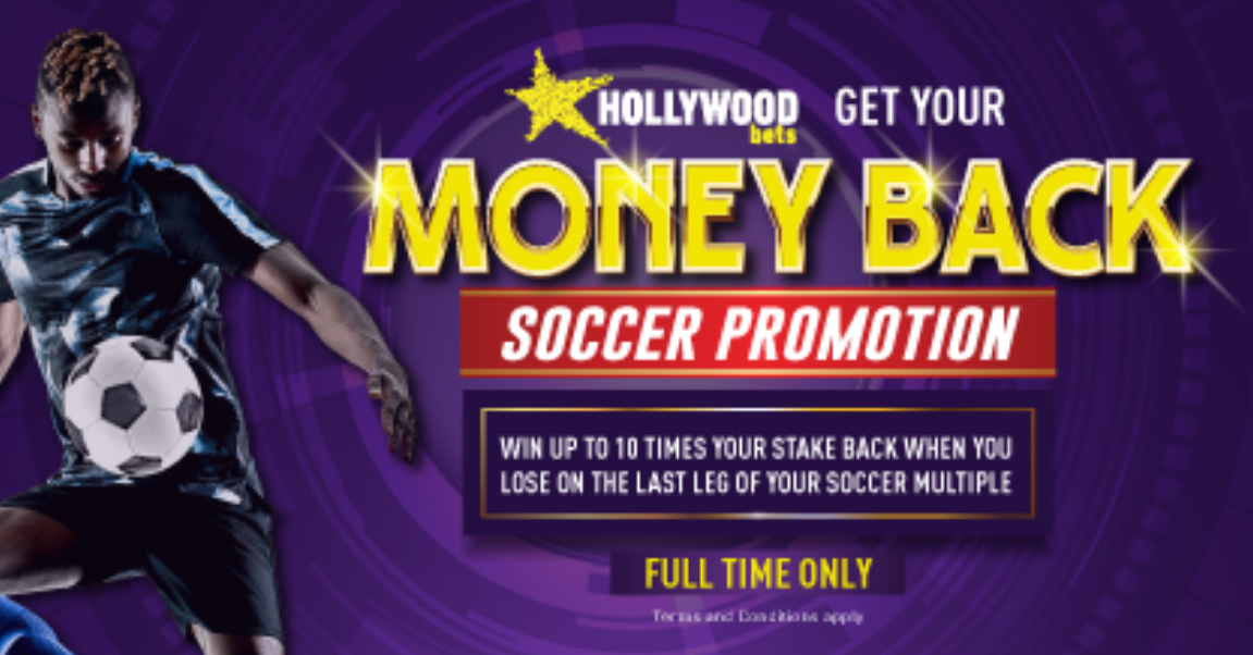 Hollywoodbets Casino Soccer Money Back Bonus banner