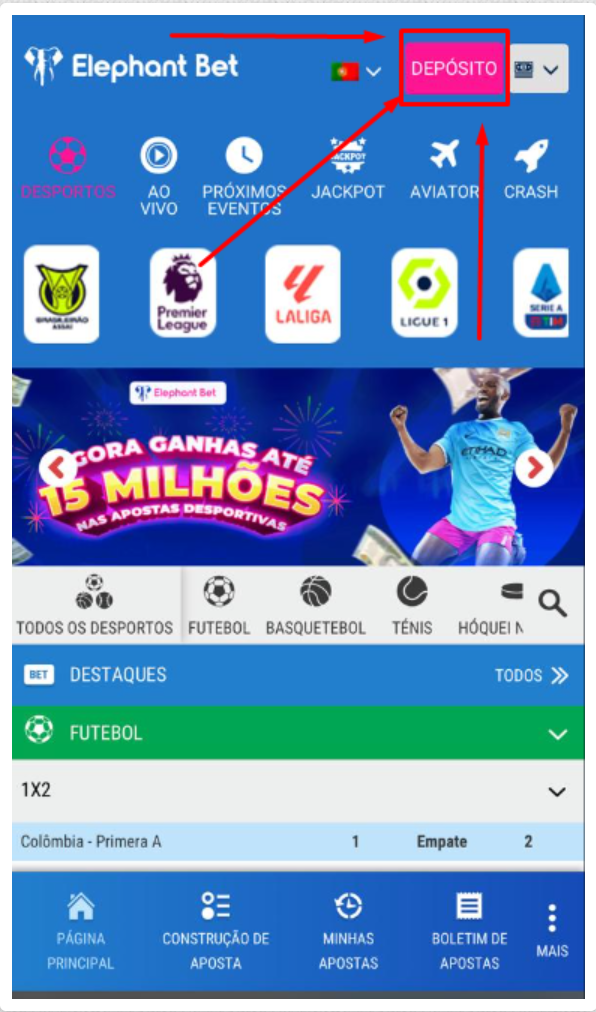 Página inicial da Elephant Bet mobile