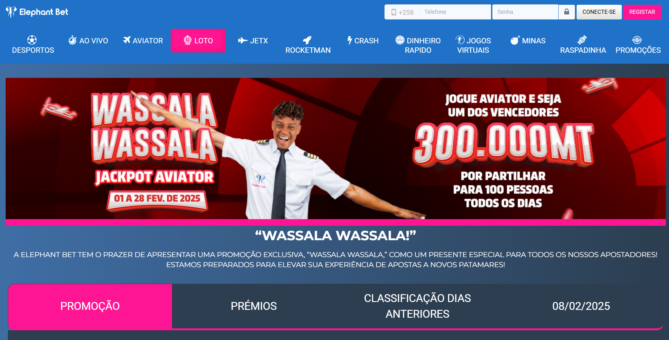 Página de bónus da Elephant Bet