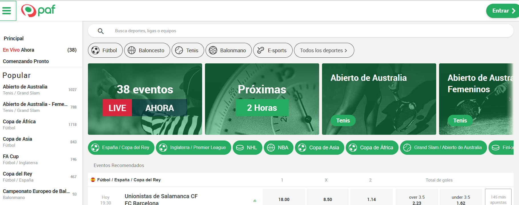 web de la casa de apuestas paf