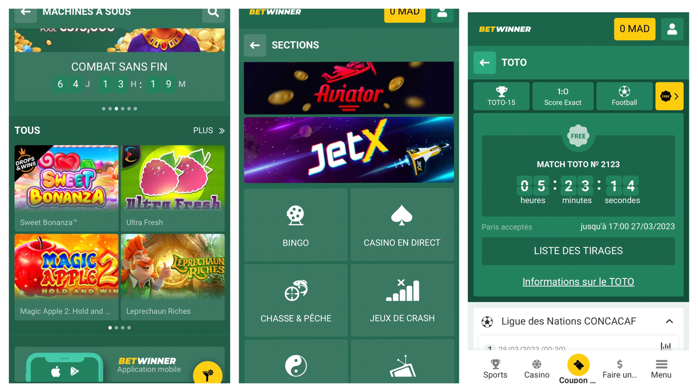 Image de la version Android de l’application Betwinner