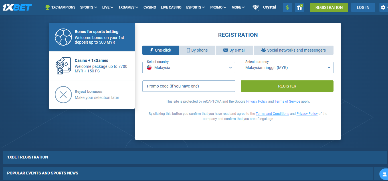 1xBet Signup Malaysia